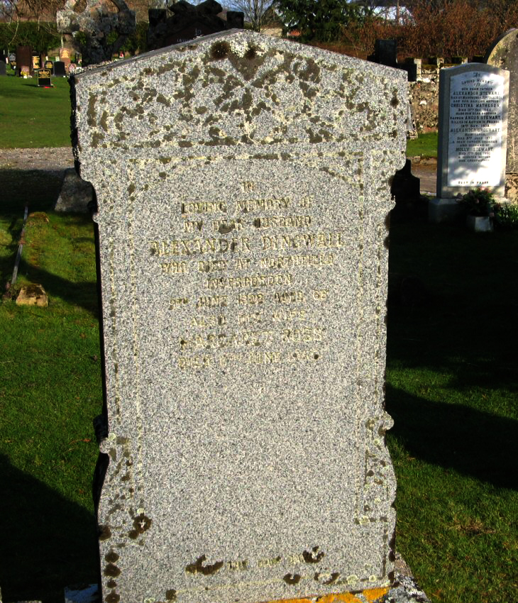 Photo of headstones/Alexander Dingwall d1929 hdstn Fodderty cem
